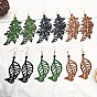 Hollow Iron Wood Dangle Earrings for Women, Leaf
