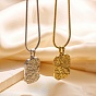 304 Colliers pendentifs rectangulaires texturés en acier inoxydable avec plaque militaire pour femmes