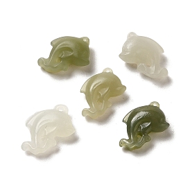 Natural Nephrite Jade Dolphin Charms