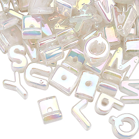 50Pcs Opaque Rainbow Iridescent Acrylic Beads, Random Letter