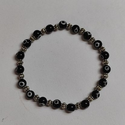 Mauvais œil au chalumeau et bracelet extensible perlé en alliage pour femme
