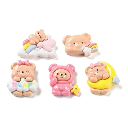 Непрозрачные кабошоны из смолы, животная тема, медведь