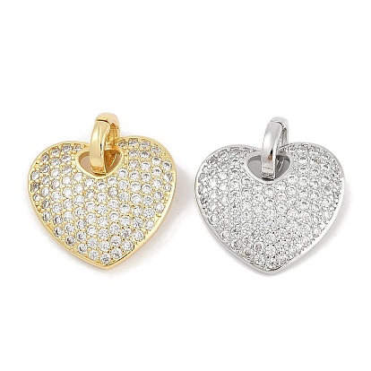 Стойки обшивки латунные подвески, сердце прелести, с кубического циркония, долговечный, без свинца и без кадмия, с целью перехода в кольце