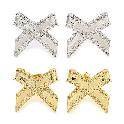 Bowknot Brass Micro Pave Cubic Zirconia Stud Earrings for Women