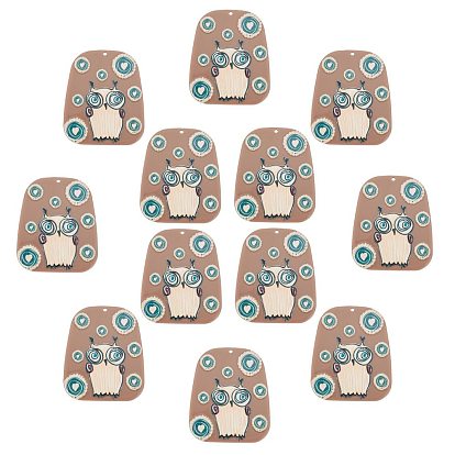 Acrylic Pendants, Owl Printed, Trapezoid