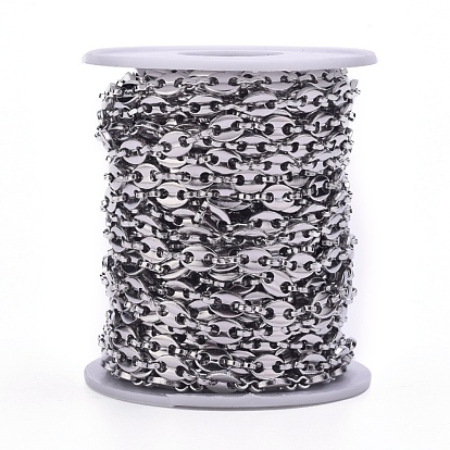304 Stainless Steel Coffee Bean Chains, with Spool, Unwelded
