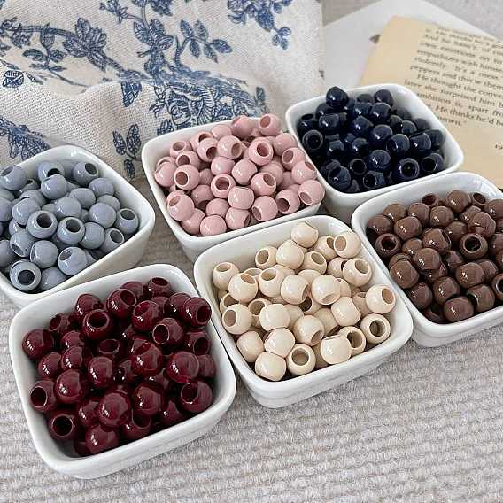 Непрозрачный акрил европейского бисера, бусины с большим отверстием, овальные