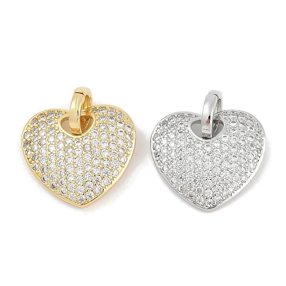 Стойки обшивки латунные подвески, сердце прелести, с кубического циркония, долговечный, без свинца и без кадмия, с целью перехода в кольце