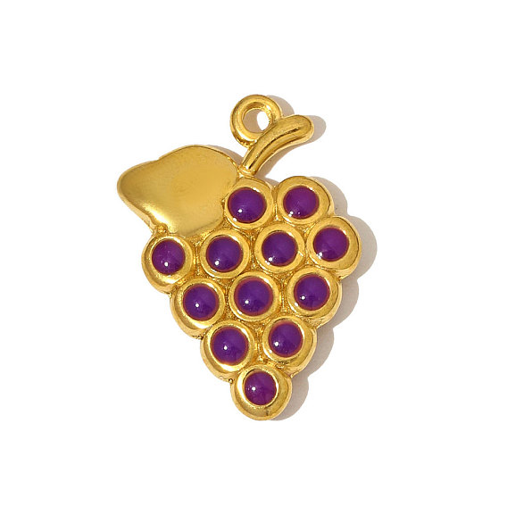 304 эмалированные фруктовые подвески из нержавеющей стали, виноградные чары, реальный 18 k позолоченный, ионное покрытие (ip)