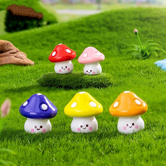 Миниатюрные украшения из грибов из смолы, для украшения сада кукольного домика аксессуары