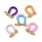 Brass Enamel D-Ring Anchor Shackle Clasps, Real 18K Gold Plated, for Bracelets Making