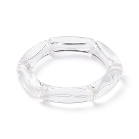 Transparent Acrylic Curved Tube Chunky Stretch Bracelet for Women