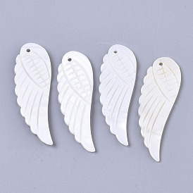 Natural Freshwater Shell Pendants, Carved, Wing