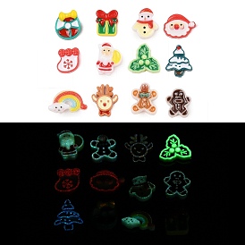 Christmas Theme Luminous Resin Cabochons, Glow in the Dark