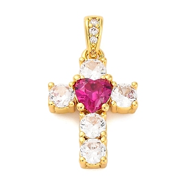 Латунные микро проложить кубического циркония подвески, крестик с сердечками