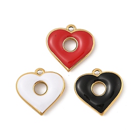 304 нержавеющей стальной эмали подвески, сердце прелести, реальный 18 k позолоченный, вакуумное покрытие pvd