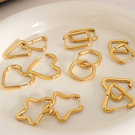 Geometric Heart-shaped Earrings for Women in Japanese Autumn and Winter Style