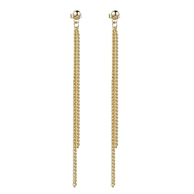 Brass Tassel Chain Drop Earrings  for Women, Ear Thread, with 304 Stainless Steel Stud Earring Findings