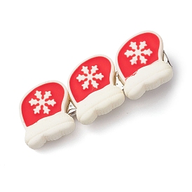 Christmas Theme Resin Alligator Hair Clips, with Iron Chips, for Girls