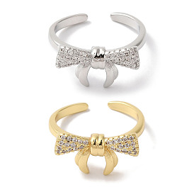 Открытые манжеты из латуни с бантом и микро-паве с прозрачным цирконием для женщин