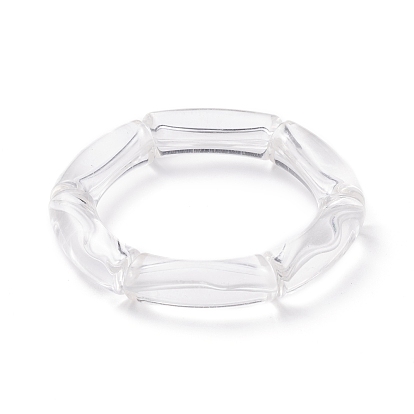 Transparent Acrylic Curved Tube Chunky Stretch Bracelet for Women