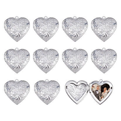 12Pcs Stainless Steel Locket Pendants