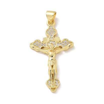 Латунные микро проложить кубического циркония подвески, крест с подвесками Иисуса
