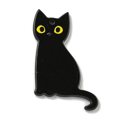 Colgantes acrílicos de gato negro de halloween