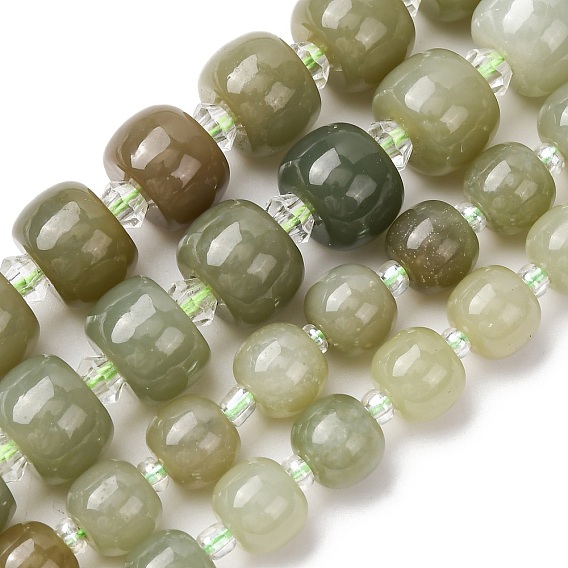 Нити натуральных нефритовых бусин гетянь, рондель, сгладить, с бисером