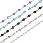 Handmade Glass  Beaded Chains, Unwelded, with Brass Findings