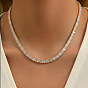 304 Stainless Steel Pave Clear 3A Cubic Zirconia Rectangle Tennis Necklaces for Women