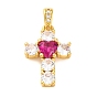 Латунные микро проложить кубического циркония подвески, крестик с сердечками