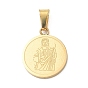 304 Stainless Steel Pendants, with 201  Stainless Steel Ice Pick Pinch Bails, Ion Plating, Round with A Men Charms