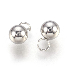 201 Stainless Steel Sphere Charms, Round Ball