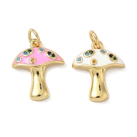 Латунные микро проложить кубического циркония подвески, гриб, эмаль стиль настоящее 18k позолота, с целью перехода в кольце