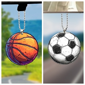 Cartoon Basketball Football Car Interior Acrylic Chain Pendant Key Backpack Ornament