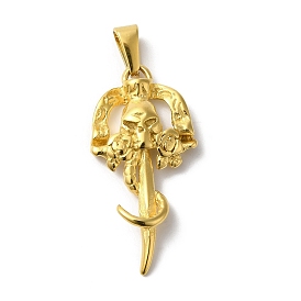 PVD Vacuum Plating 304 Stainless Steel Pendants, Sword with Skull Charm