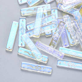 Transparent Glass Links Connectors, AB Color Plated, Rectangle