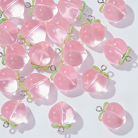 40 шт прозрачные акриловые подвески, 3d персиковые подвески, с металлическими петлями