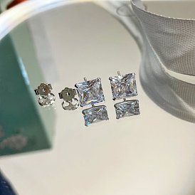 925 серьги-гвоздики из стерлингового серебра с микропаве из кубического циркония для женщин, с печатью s925, квадратный