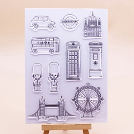 London Theme Clear Silicone Stamps, for DIY Scrapbooking, Photo Album Decorative, Cards Making, Stamp Sheets