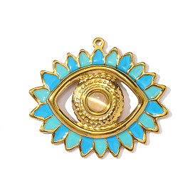 304 нержавеющей стальной эмали подвески, Очарование глаз, с кошачий глаз, ионное покрытие (ip), реальный 18 k позолоченный