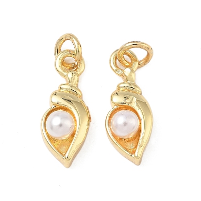 Латунные подвески, форма спиральной оболочки, с жемчужинами из АБС-пластика и соединительными кольцами, без свинца и без кадмия, долговечный, стойки покрытие