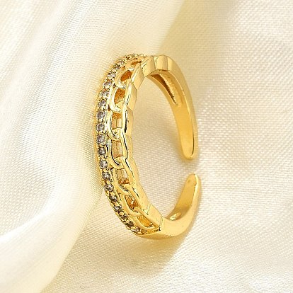 Латунные кольца-манжеты с микропаве и прозрачным цирконием для женщин, без кадмия, без никеля и без свинца, цепочка-оберег