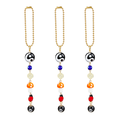 3шт. подвеска в виде гриба-лэмпворка с изображением сглаза, с шариковой цепью железной