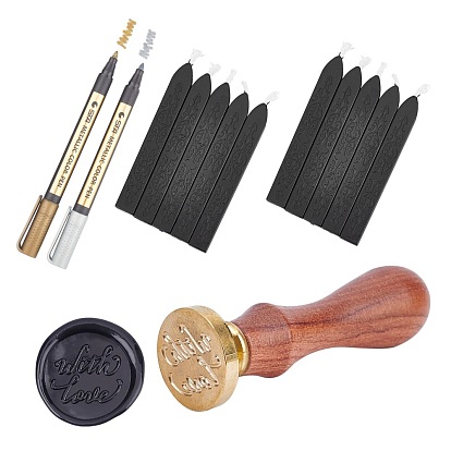 DIY Scrapbook Making Kits, Including Sealing Wax Sticks, Metallic Markers Paints Pens, Brass Wax Seal Stamp and Wood Handle Sets