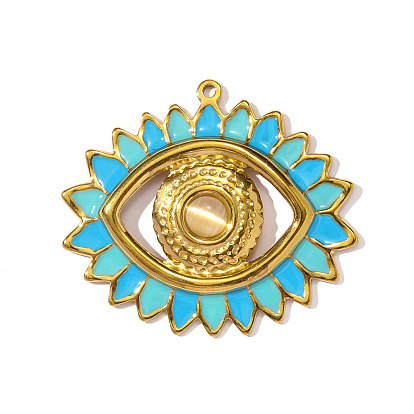 304 нержавеющей стальной эмали подвески, Очарование глаз, с кошачий глаз, ионное покрытие (ip), реальный 18 k позолоченный