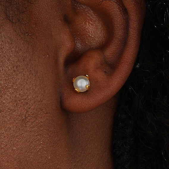 Элегантные 201 серьги-гвоздики из нержавеющей стали с искусственным жемчугом для женщин, повседневная одежда