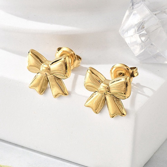 304 из нержавеющей стали серьги, ионное покрытие (ip), бантом