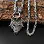 Vintage Zinc Alloy Viking Pendant Necklaces for Men, Antique Silver, Cross Wolf